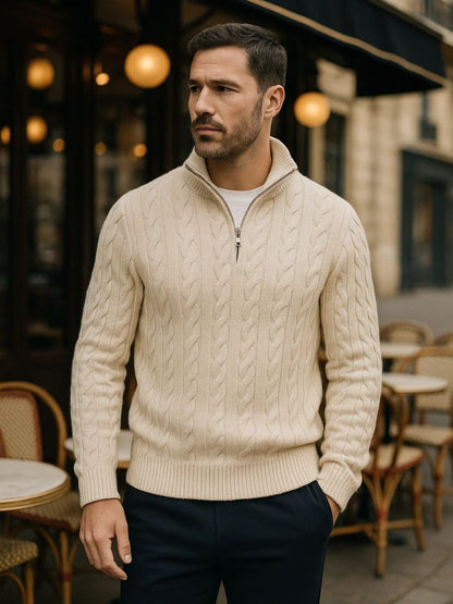 Men’s Knit Sweater – Essential Half Zip Casual Everyday Knitwear